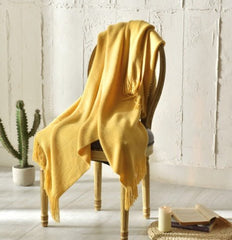 Fringed Knitted Small Blanket Napping Blanket Sofa Blanket - Eva Essentials