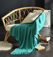 Fringed Knitted Small Blanket Napping Blanket Sofa Blanket - Eva Essentials