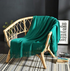 Fringed Knitted Small Blanket Napping Blanket Sofa Blanket - Eva Essentials