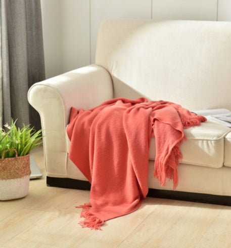 Fringed Knitted Small Blanket Napping Blanket Sofa Blanket - Eva Essentials