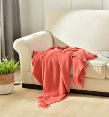 Fringed Knitted Small Blanket Napping Blanket Sofa Blanket - Eva Essentials