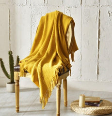 Fringed Knitted Small Blanket Napping Blanket Sofa Blanket - Eva Essentials