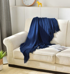 Fringed Knitted Small Blanket Napping Blanket Sofa Blanket - Eva Essentials