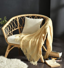 Fringed Knitted Small Blanket Napping Blanket Sofa Blanket - Eva Essentials