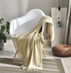 Fringed Knitted Small Blanket Napping Blanket Sofa Blanket - Eva Essentials