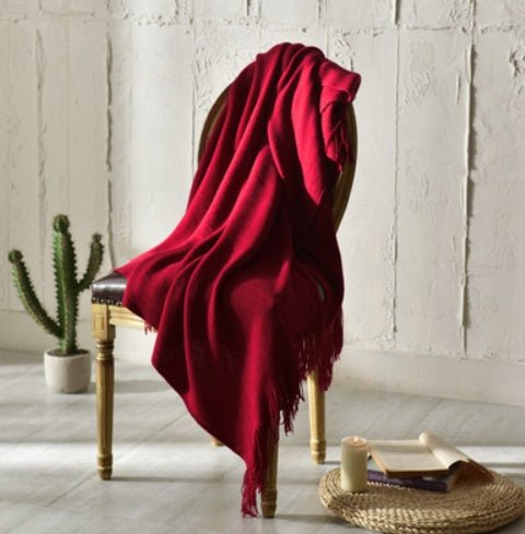 Fringed Knitted Small Blanket Napping Blanket Sofa Blanket - Eva Essentials