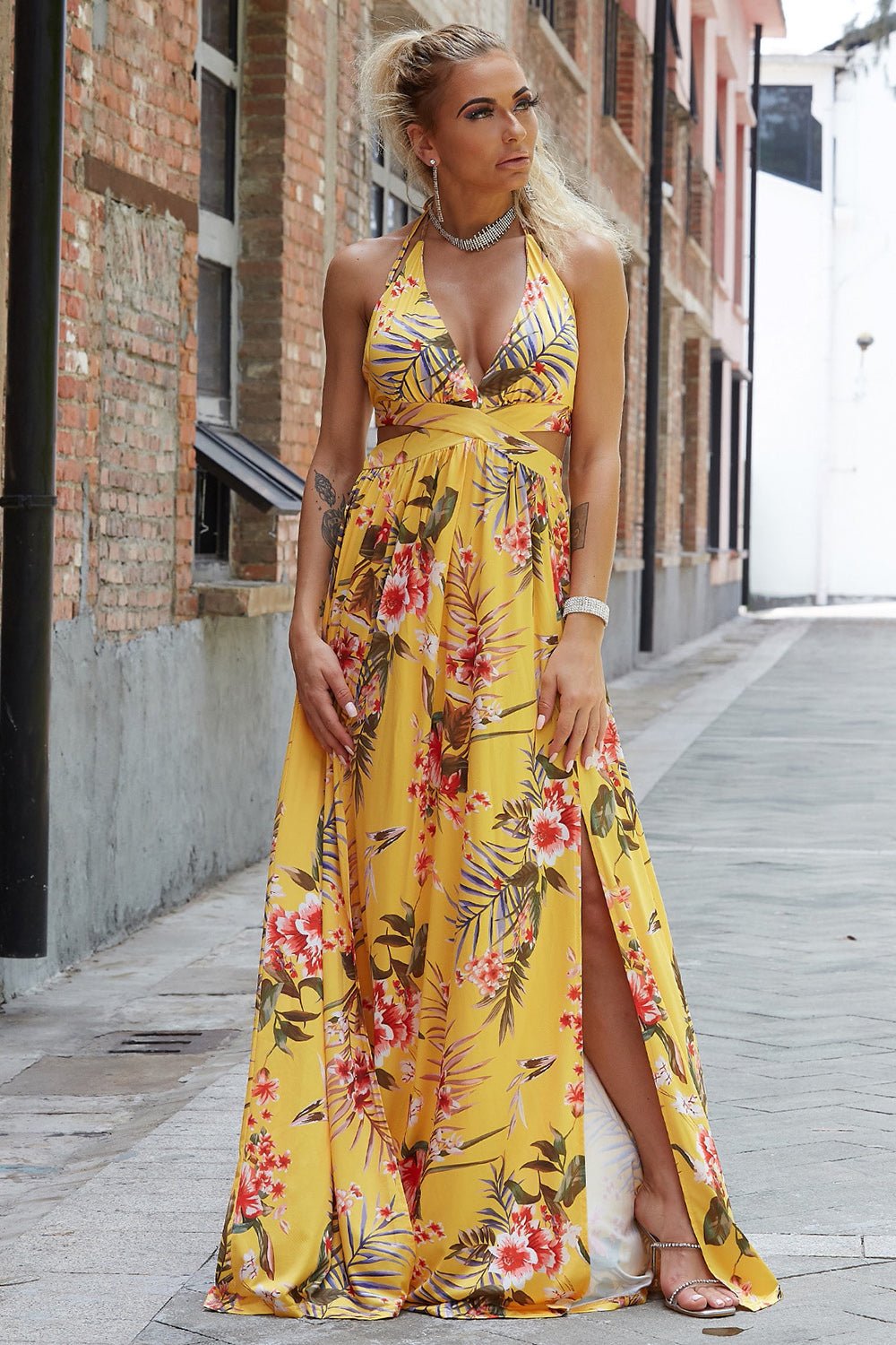 Halter Neck Split Dress - Eva Essentials