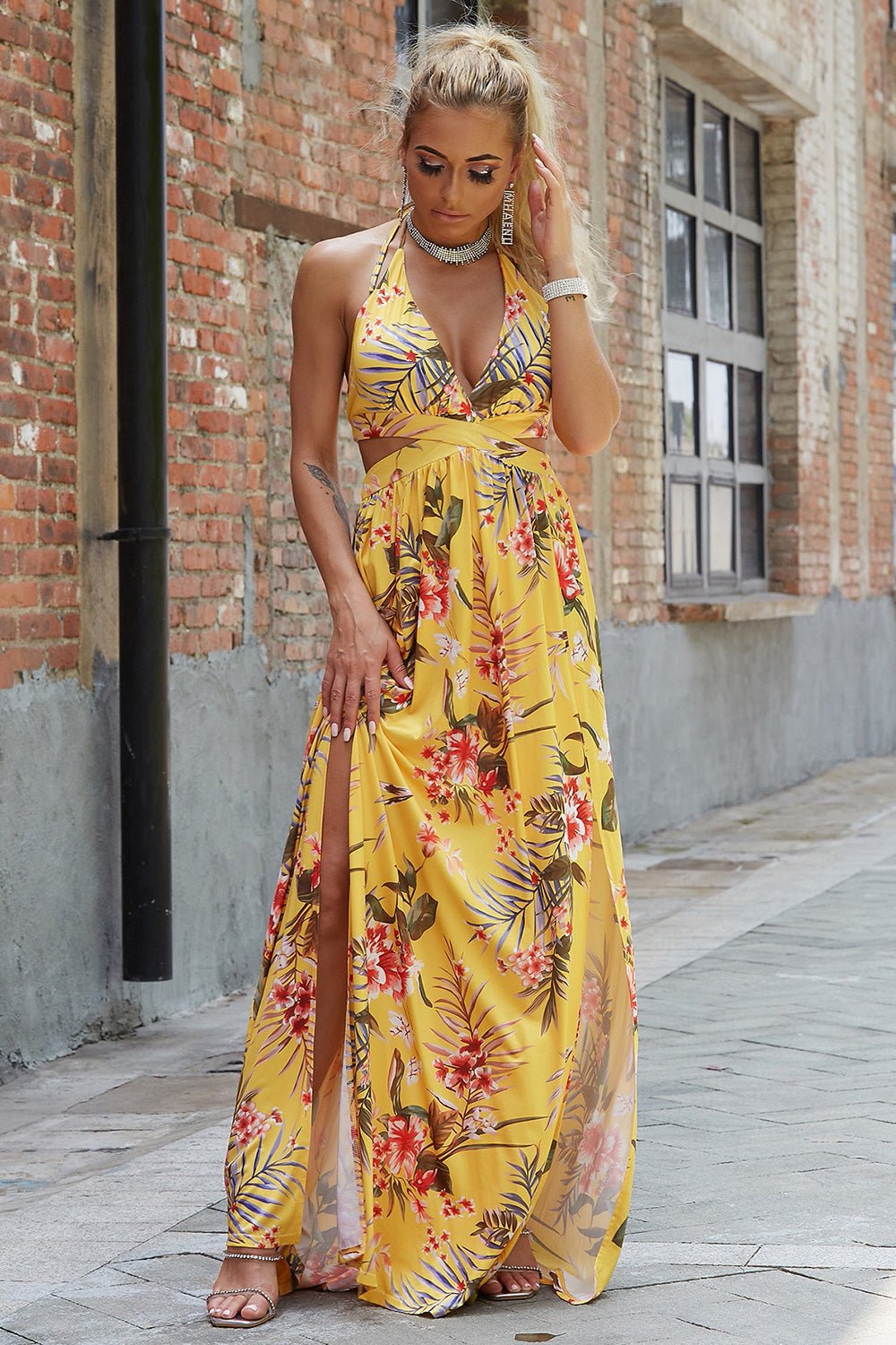 Halter Neck Split Dress - Eva Essentials