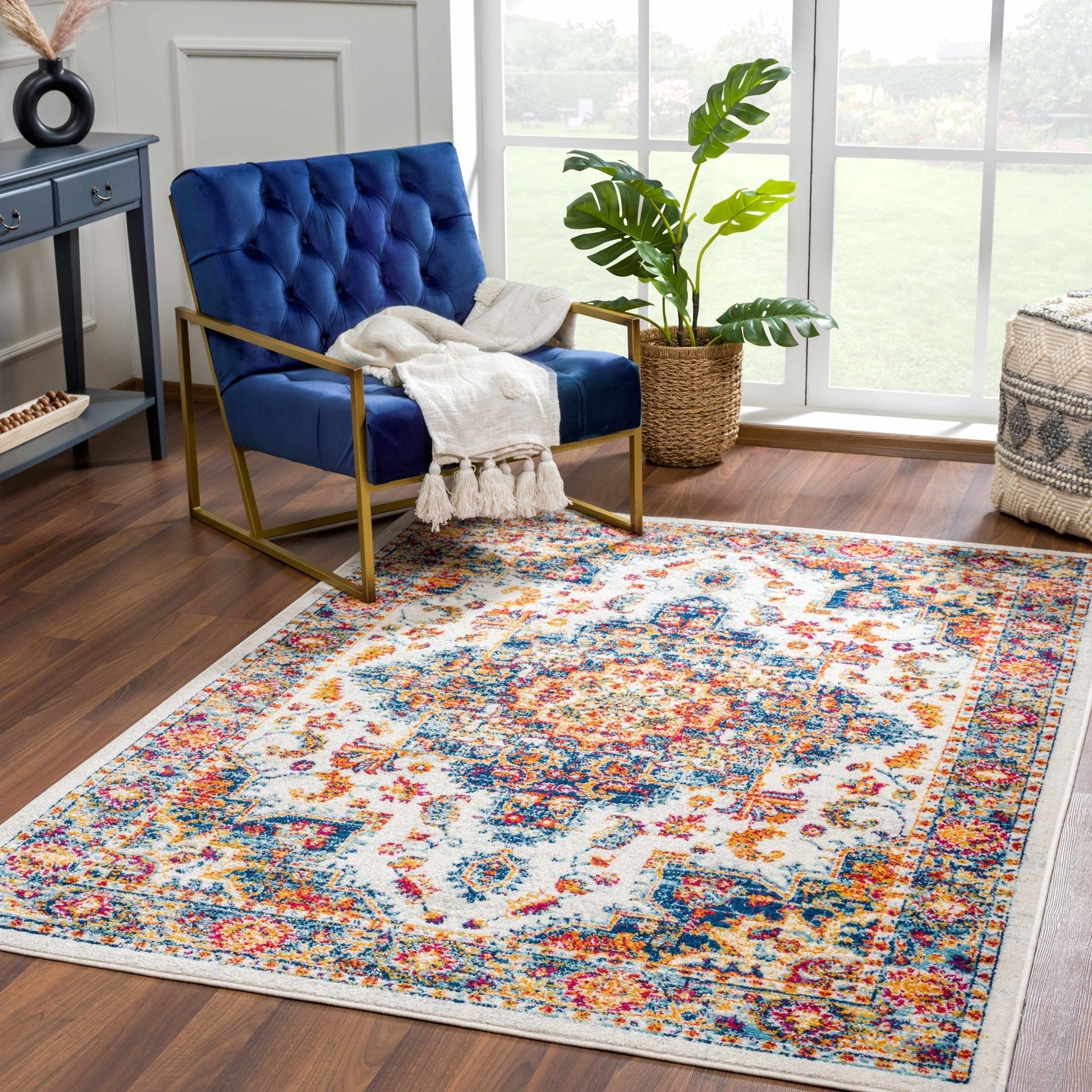 Istanbullu Blue & Orange Area Carpet - Clearance - Eva Essentials