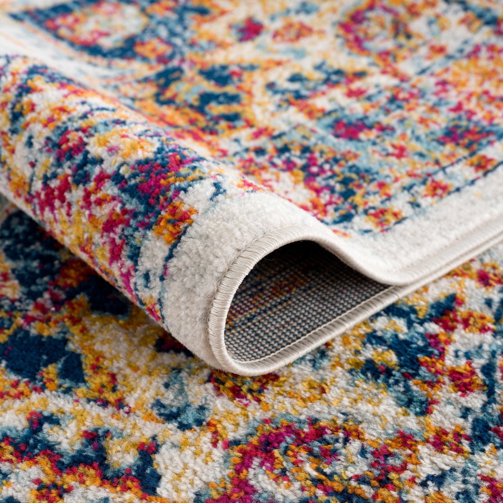 Istanbullu Blue & Orange Area Carpet - Clearance - Eva Essentials