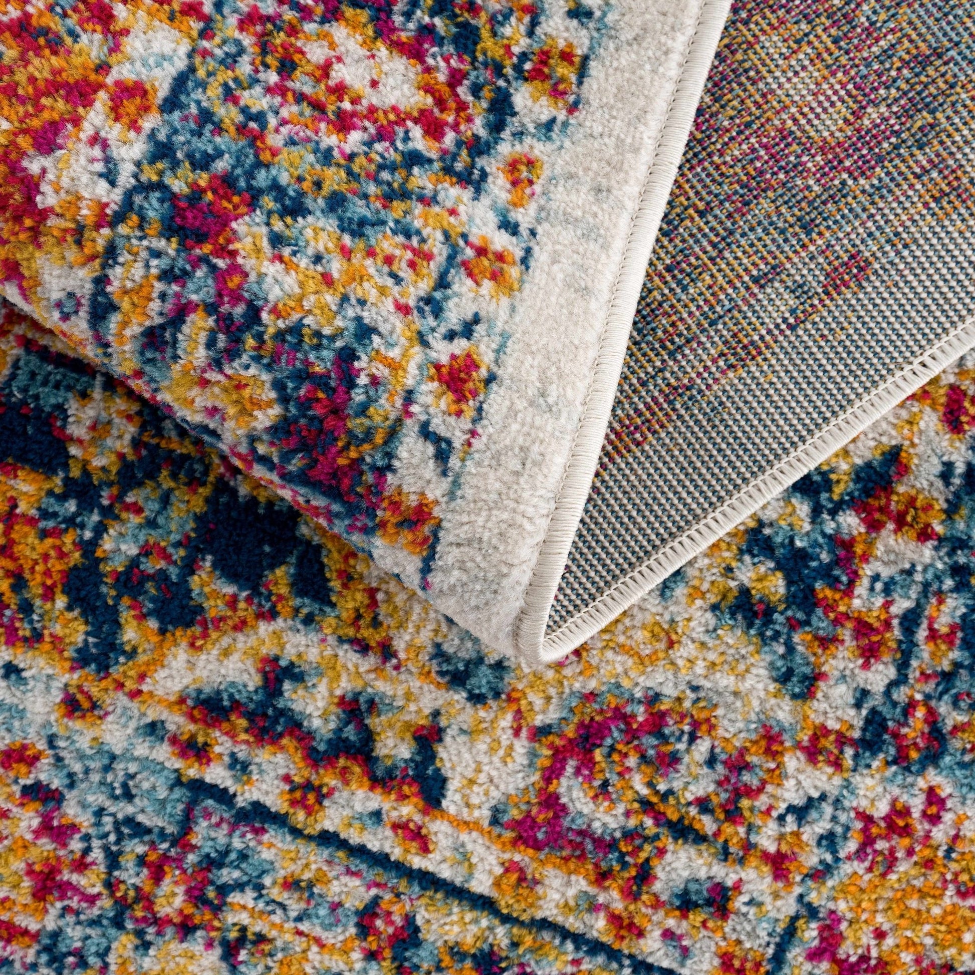Istanbullu Blue & Orange Area Carpet - Clearance - Eva Essentials