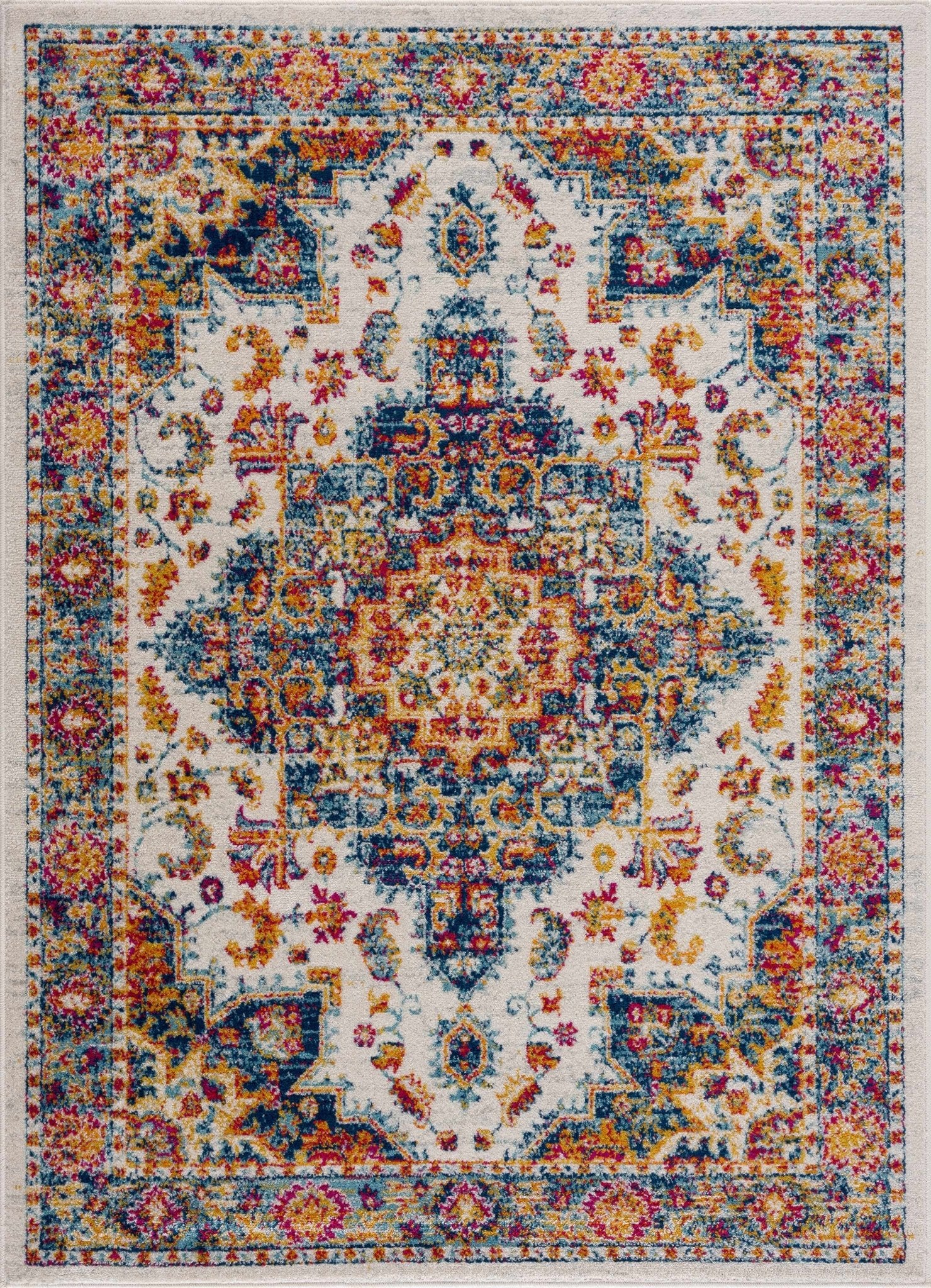 Istanbullu Blue & Orange Area Carpet - Clearance - Eva Essentials