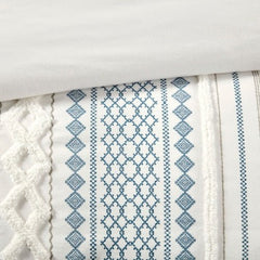 King Cal King Cotton Printed Duvet Cover Set With Chenille - Eva Essentials
