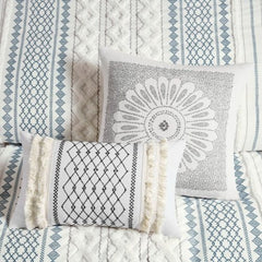 King Cal King Cotton Printed Duvet Cover Set With Chenille - Eva Essentials