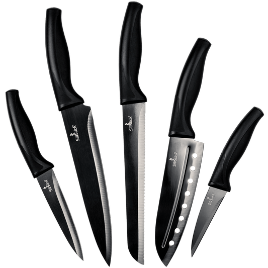 Kitchen Knife Set - Black Handle | Black Blade - Eva Essentials
