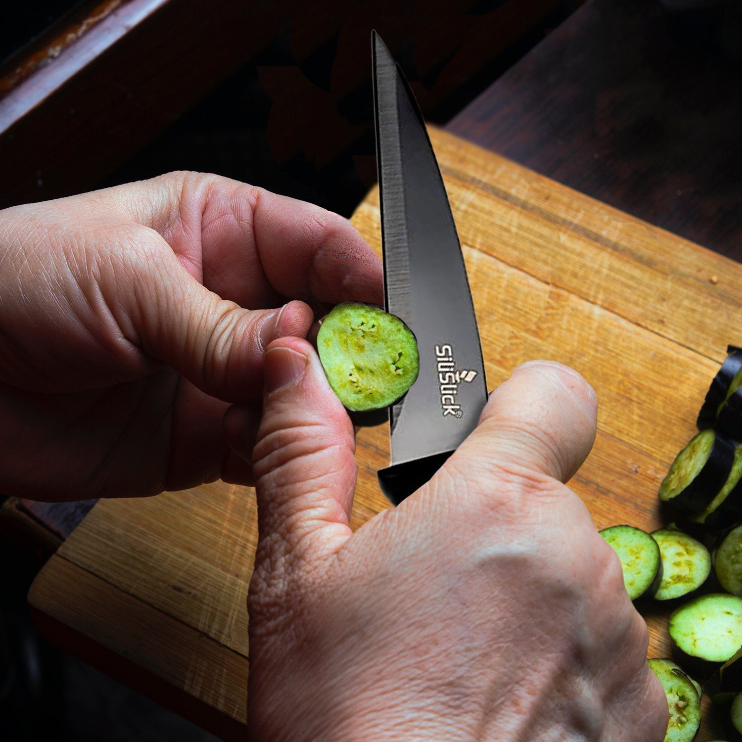 Kitchen Knife Set - Black Handle | Black Blade - Eva Essentials