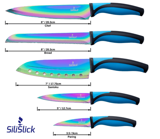 Kitchen Knife Set - Blue Handle - Eva Essentials