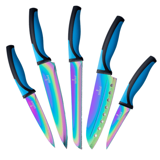 Kitchen Knife Set - Blue Handle - Eva Essentials