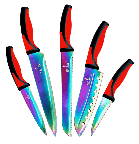 Kitchen Knife Set - Red Handle - Eva Essentials