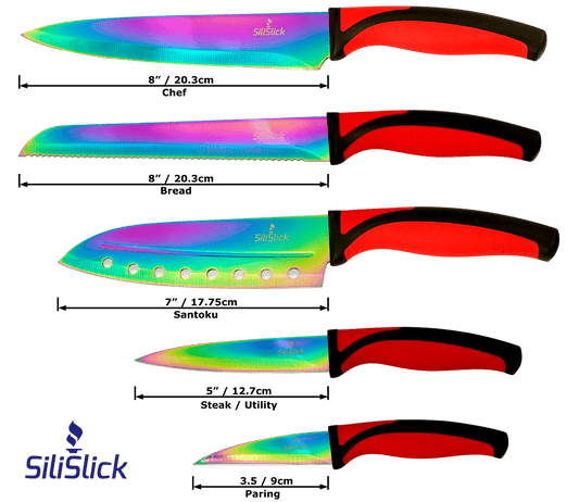 Kitchen Knife Set - Red Handle - Eva Essentials