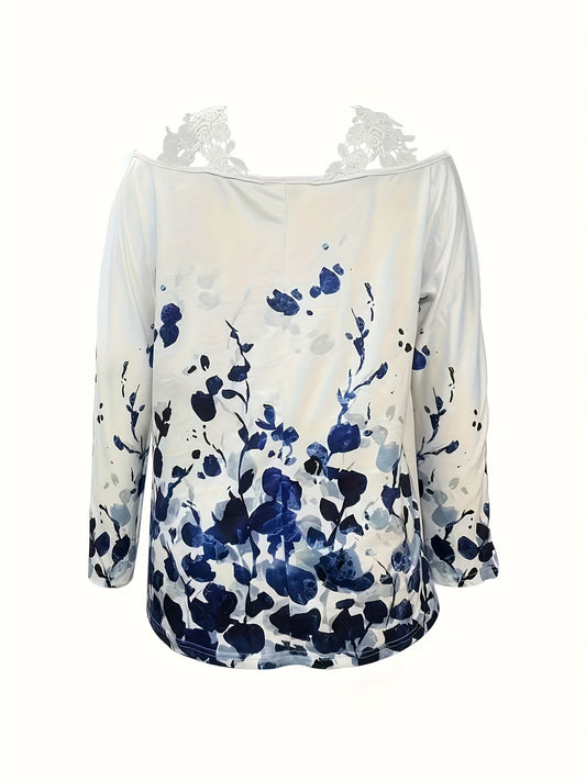 Lace Trim Off - shoulder Long Sleeve Top - Eva Essentials