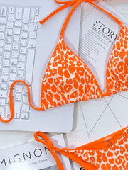 Leopard Print Halter Neck Tie Side Bikini Set - Eva Essentials