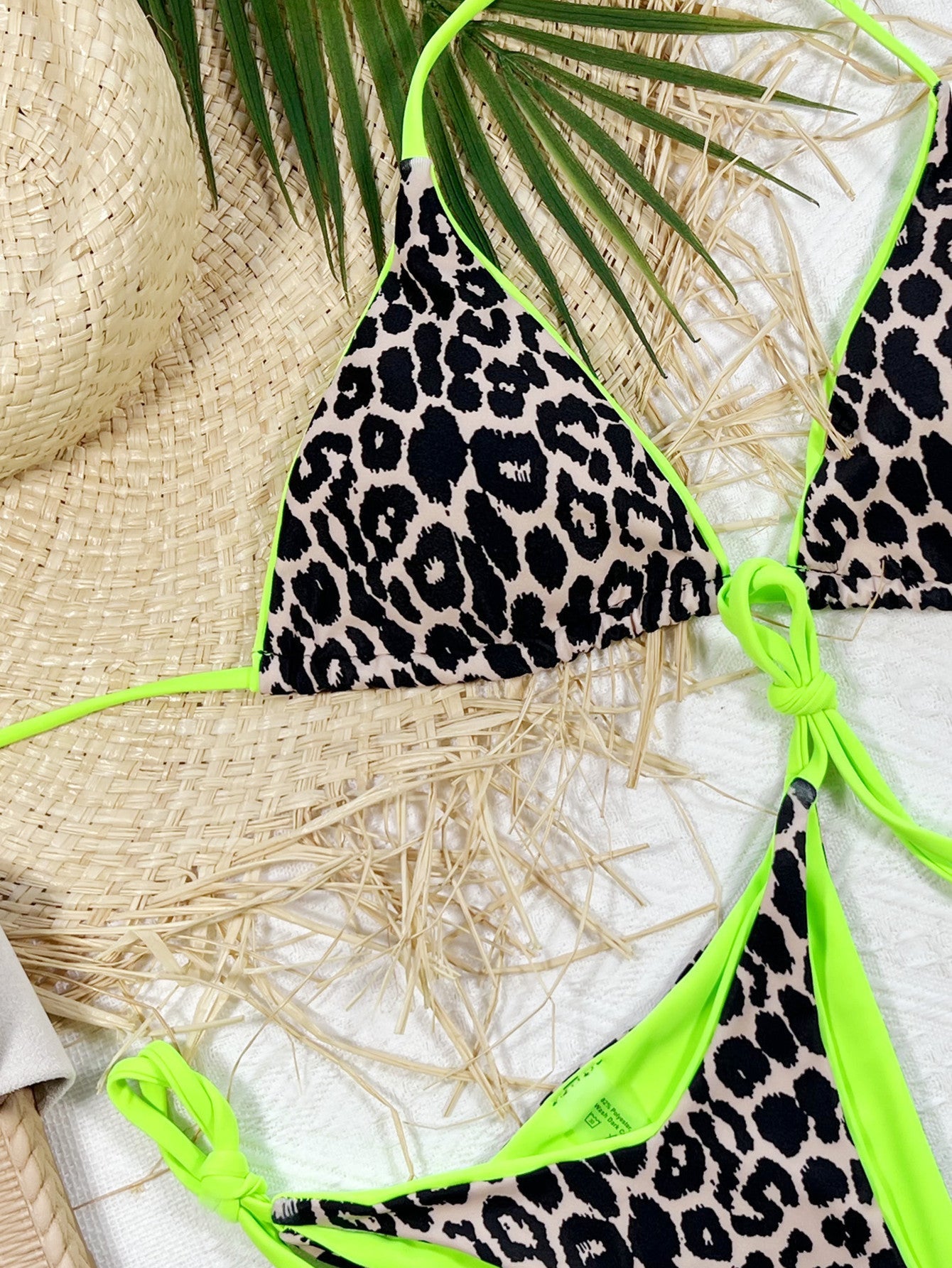 Leopard Print Halter Neck Tie Side Bikini Set - Eva Essentials