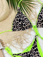 Leopard Print Halter Neck Tie Side Bikini Set - Eva Essentials