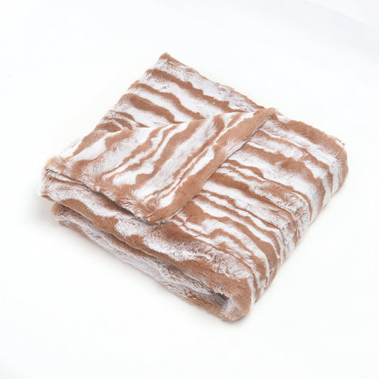 Luxury Tan Wavy Fur Blanket - Eva Essentials