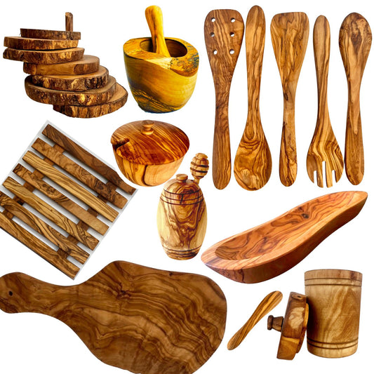 Mediterranean Olive Wood Ultimate Kitchen Collection - Eva Essentials