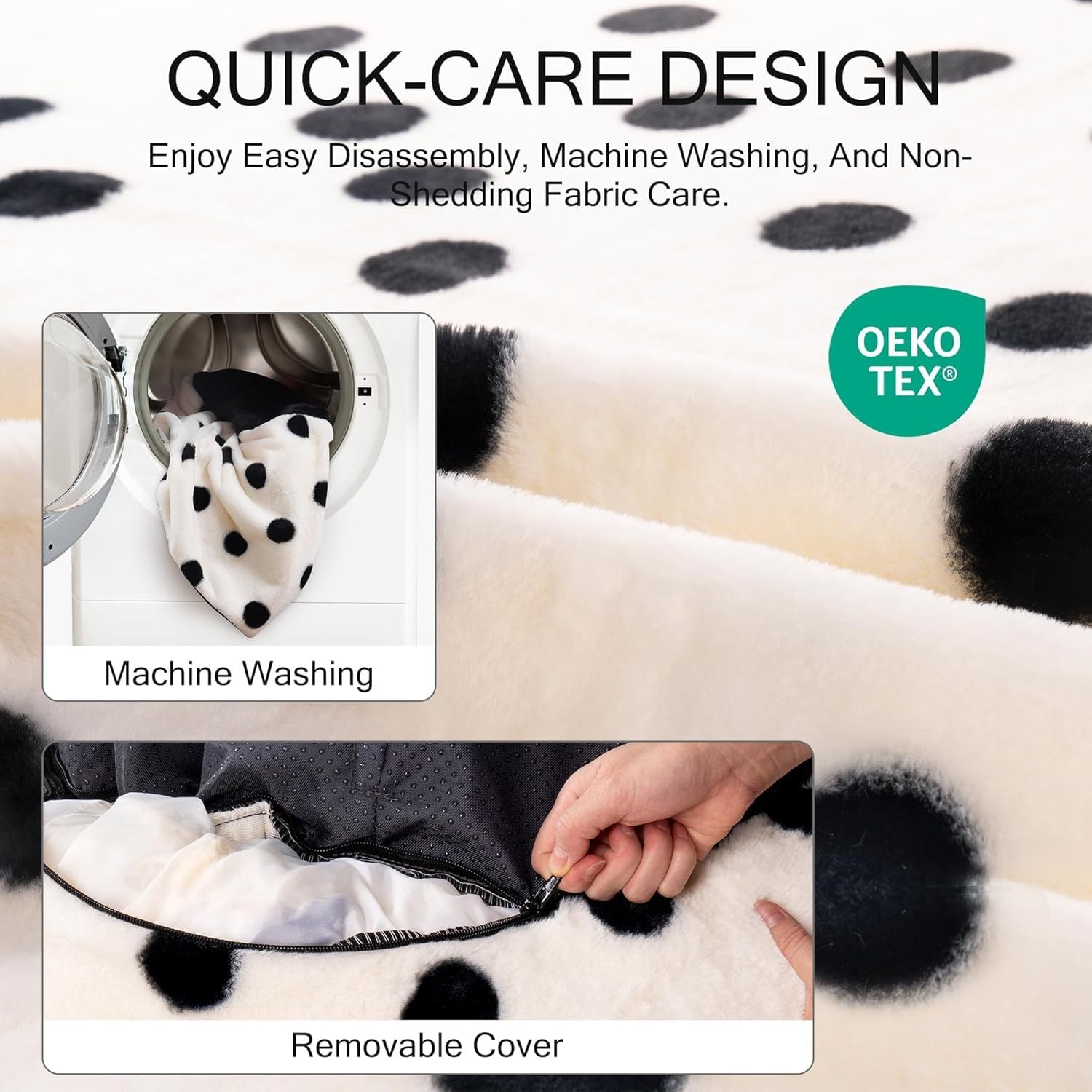 MEWOOFUN Donut Cat Bed For Indoor Cats - 23 Inch Round Washable Pet Bed With Non - Slip Bottom, Plush Fluffy Small Dog Bed For Puppies & Kittens, Black Dot - Eva Essentials