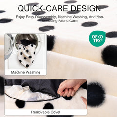 MEWOOFUN Donut Cat Bed For Indoor Cats - 23 Inch Round Washable Pet Bed With Non - Slip Bottom, Plush Fluffy Small Dog Bed For Puppies & Kittens, Black Dot - Eva Essentials