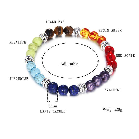 Natural Stone Colorful Chakra Energy Yoga Bracelet - Eva Essentials