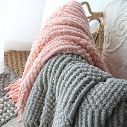 Nordic Knitted Blanket Woolen Blanket Blanket Bubble Blanket Sofa Blanket - Eva Essentials