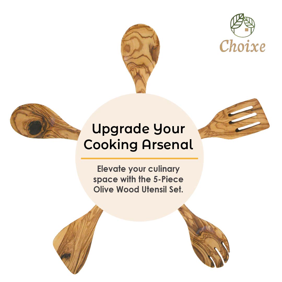 Olive Wood Kitchen Servers Set - 5 pcs - Eva Essentials