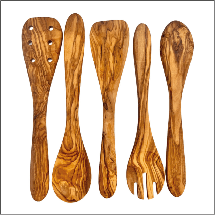 Olive Wood Kitchen Servers Set - 5 pcs - Eva Essentials