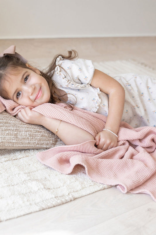 Cotton Deluxe Soft Pink Knit Blanket
