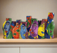 Picasso Style Muzeum Hand - Painted Ceramic Menorah - Eva Essentials