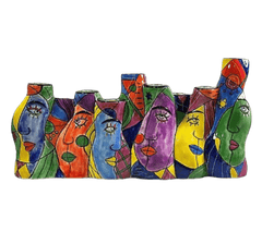 Picasso Style Muzeum Hand - Painted Ceramic Menorah - Eva Essentials