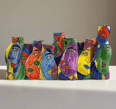 Picasso Style Muzeum Hand - Painted Ceramic Menorah - Eva Essentials