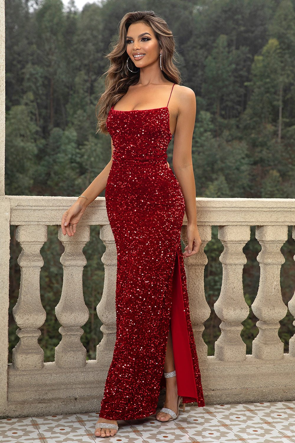 Sequin Backless Split Maxi Dress - Eva Essentials