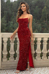 Sequin Backless Split Maxi Dress - Eva Essentials