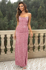 Sequin Backless Split Maxi Dress - Eva Essentials