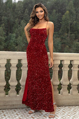 Sequin Backless Split Maxi Dress - Eva Essentials