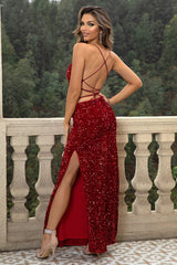 Sequin Backless Split Maxi Dress - Eva Essentials