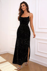 Sequin Backless Split Maxi Dress - Eva Essentials