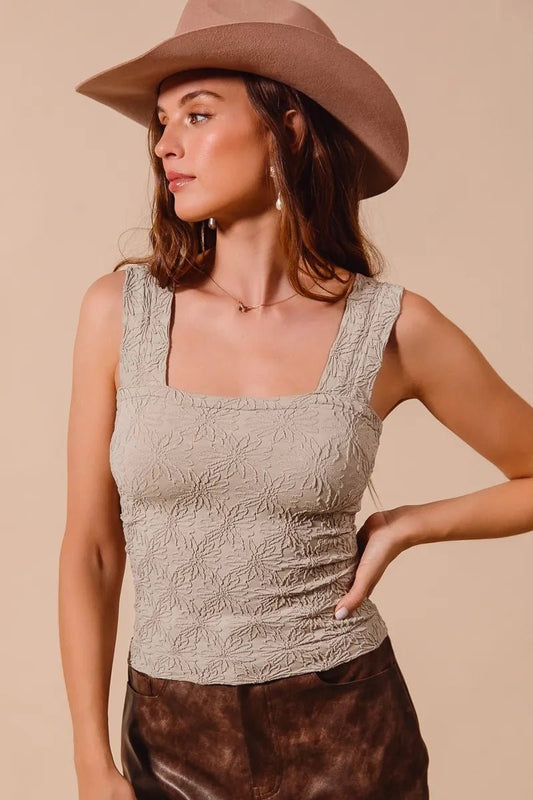SO ME Floral Jacquard Seamless Tank Top - Eva Essentials