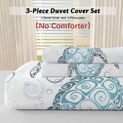 Turtle Bed Sets Ocean 3 Piece Turtle Themed Comforter Cover With 2 Pillowcases - Eva Essentials