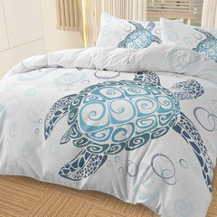Turtle Bed Sets Ocean 3 Piece Turtle Themed Comforter Cover With 2 Pillowcases - Eva Essentials