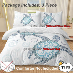 Turtle Bed Sets Ocean 3 Piece Turtle Themed Comforter Cover With 2 Pillowcases - Eva Essentials